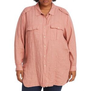 Ralph Lauren Linen Blouse Women Size 3X Button Vacation Preppy Resortwear Top